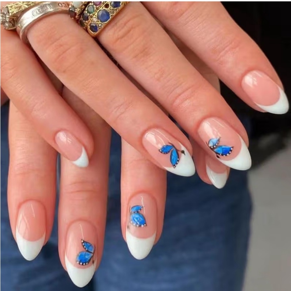 Blue and White Nail Art